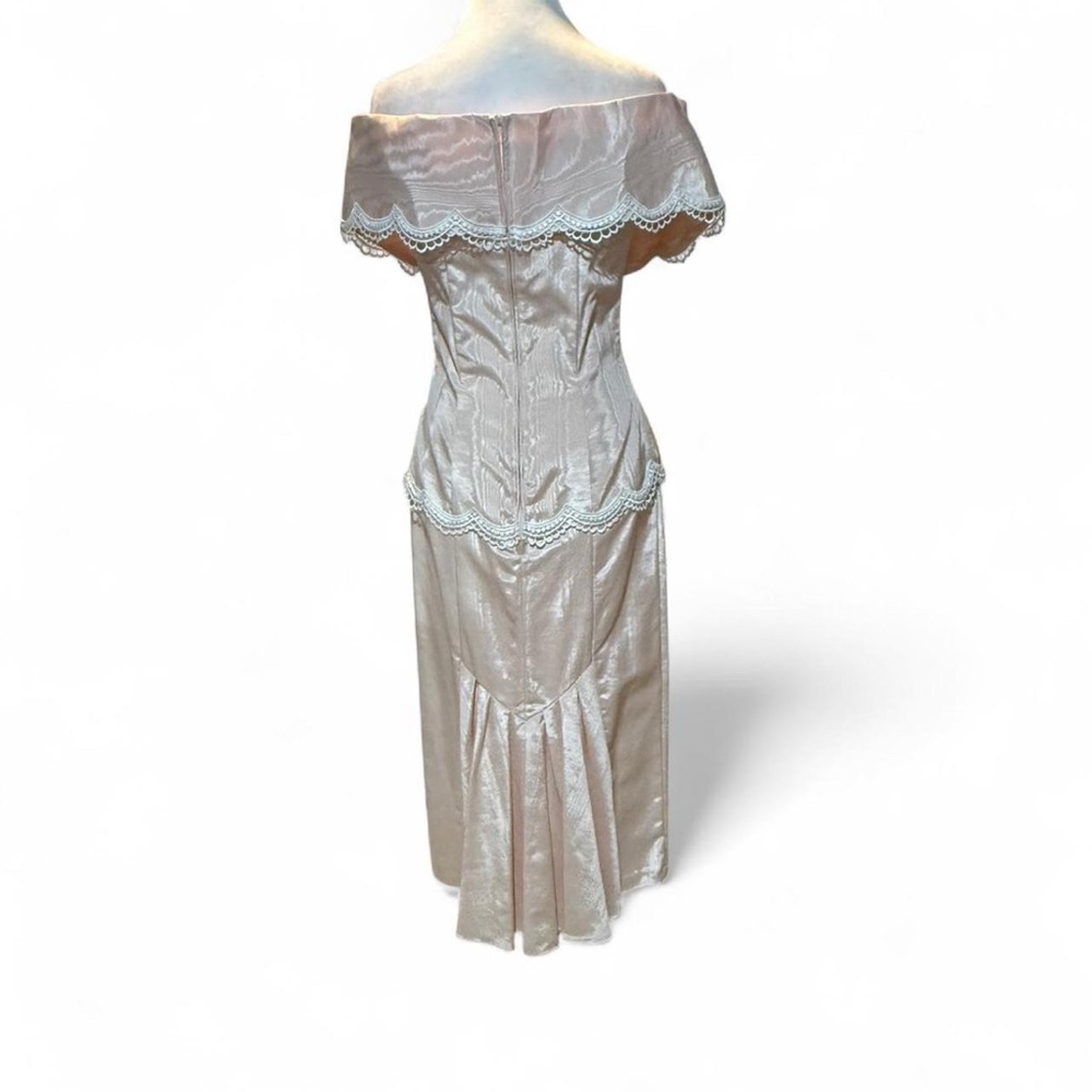 Scott McClintock designer 1980’s Vintage Retro Elegant Off-Shoulder Lace Dress - Picture 6 of 7
